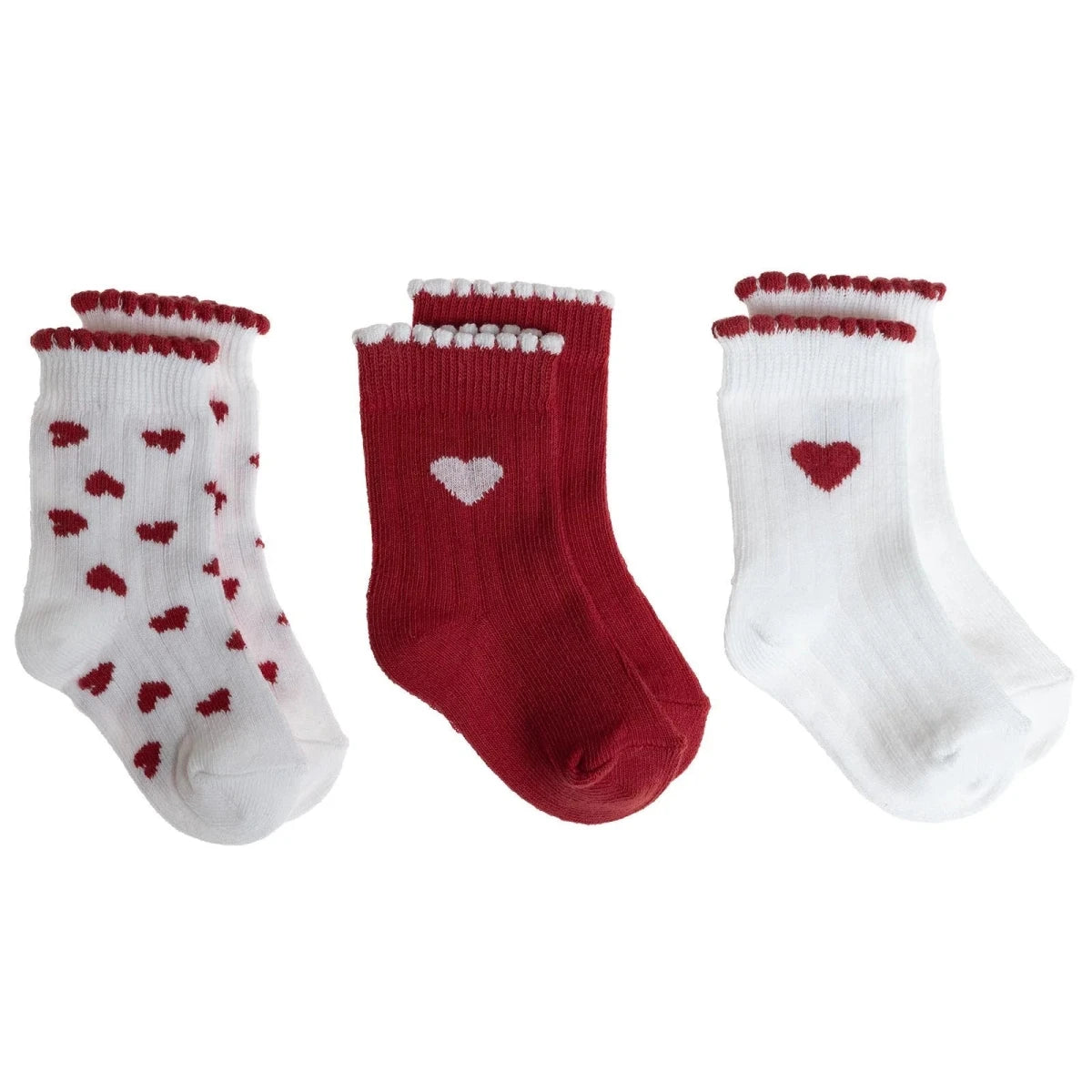 HelloBaby 3 Pack Heart Print Frill Ankle Baby Socks (Newborn to 2-3 Years) - Red Red - ebebek