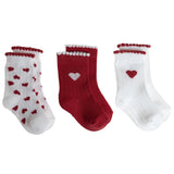 HelloBaby 3 Pack Heart Print Frill Ankle Baby Socks (Newborn to 2-3 Years) - Red Red - ebebek