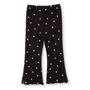 HelloBaby Floral Print Flared Ribbed Baby Leggings (6-9 Months to 2-3 Years) Black Printed - ebebek