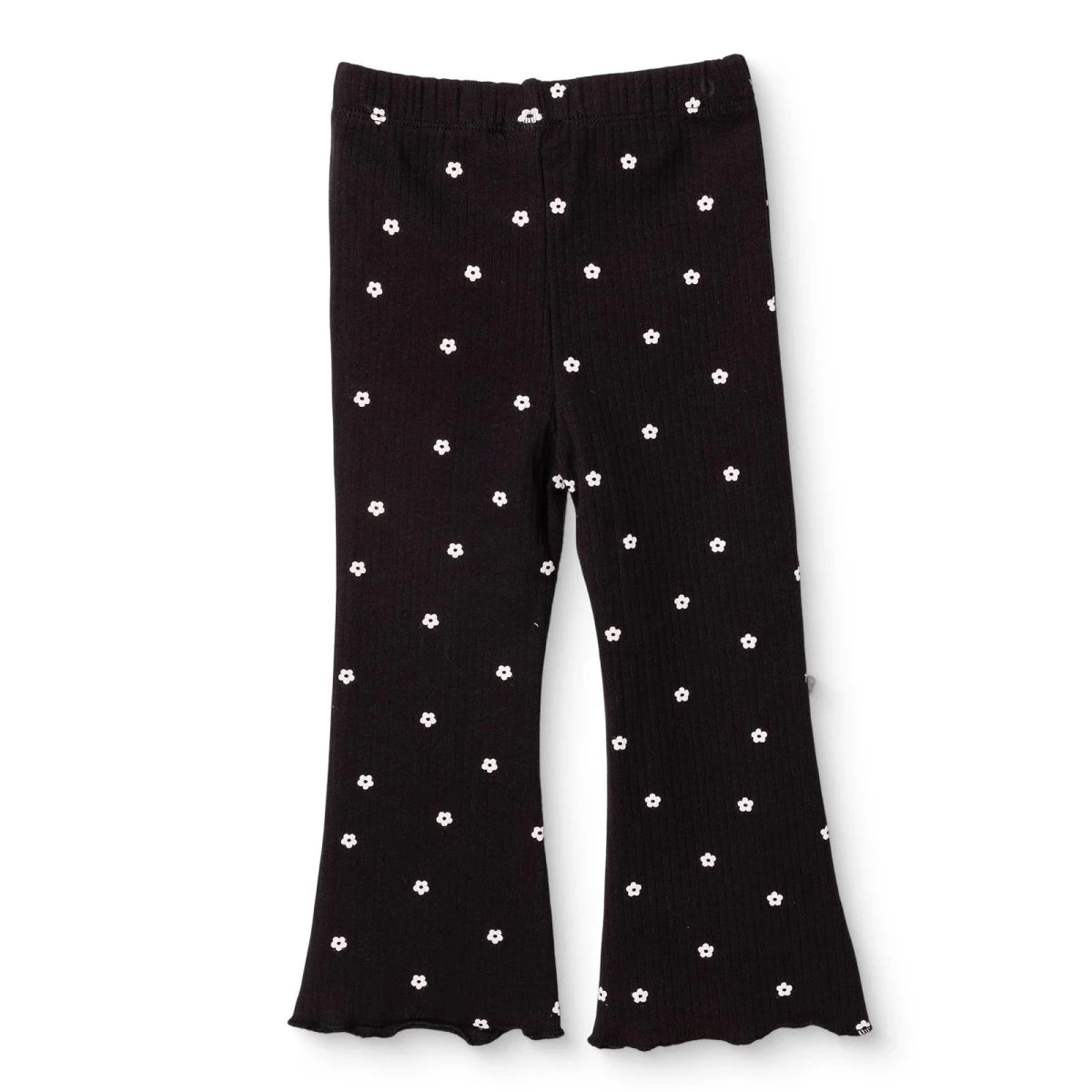 HelloBaby Floral Print Flared Ribbed Baby Leggings (6-9 Months to 2-3 Years) Black Printed - ebebek