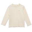HelloBaby Frill Neck Embroidered Long Sleeve Baby T-Shirt (3-6 Months to 2-3 Years) Ecru - ebebek