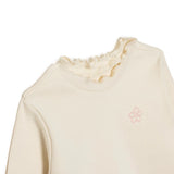 HelloBaby Frill Neck Embroidered Long Sleeve Baby T-Shirt (3-6 Months to 2-3 Years) Ecru - ebebek
