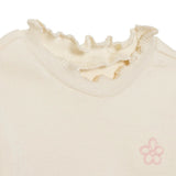 HelloBaby Frill Neck Embroidered Long Sleeve Baby T-Shirt (3-6 Months to 2-3 Years) Ecru - ebebek