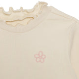 HelloBaby Frill Neck Embroidered Long Sleeve Baby T-Shirt (3-6 Months to 2-3 Years) Ecru - ebebek