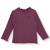 HelloBaby Frill Neck Embroidered Long Sleeve Baby T-Shirt (3-6 Months to 2-3 Years) Damson - ebebek