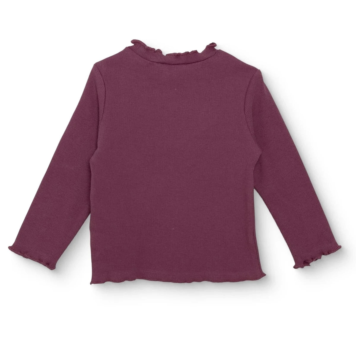 HelloBaby Frill Neck Embroidered Long Sleeve Baby T-Shirt (3-6 Months to 2-3 Years) Damson - ebebek