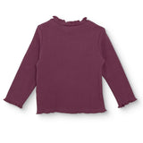 HelloBaby Frill Neck Embroidered Long Sleeve Baby T-Shirt (3-6 Months to 2-3 Years) Damson - ebebek