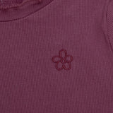 HelloBaby Frill Neck Embroidered Long Sleeve Baby T-Shirt (3-6 Months to 2-3 Years) Damson - ebebek