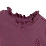 HelloBaby Frill Neck Embroidered Long Sleeve Baby T-Shirt (3-6 Months to 2-3 Years) Damson - ebebek