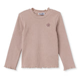 HelloBaby Frill Neck Embroidered Long Sleeve Baby T-Shirt (3-6 Months to 2-3 Years) Brown - ebebek