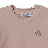 HelloBaby Frill Neck Embroidered Long Sleeve Baby T-Shirt (3-6 Months to 2-3 Years) Brown - ebebek