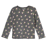 HelloBaby Frill Neck Floral Print Long Sleeve Baby T-Shirt (3-6 Months to 2-3 Years) Grey Printed - ebebek