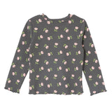 HelloBaby Frill Neck Floral Print Long Sleeve Baby T-Shirt (3-6 Months to 2-3 Years) Grey Printed - ebebek