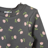 HelloBaby Frill Neck Floral Print Long Sleeve Baby T-Shirt (3-6 Months to 2-3 Years) Grey Printed - ebebek