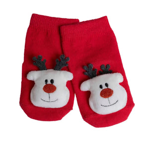 HelloBaby Reindeer Print Animal Novelty Baby Socks (Newborn to 12 Months) - Red Red - ebebek