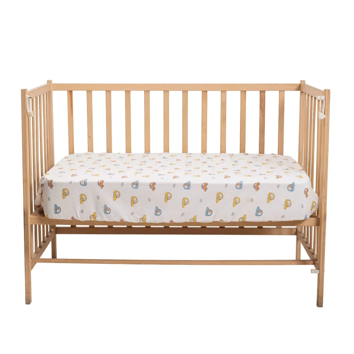 Little Dreams Car Print Fitted Cot Bed Sheet (70 x 140 cm) Ecru Printed - ebebek