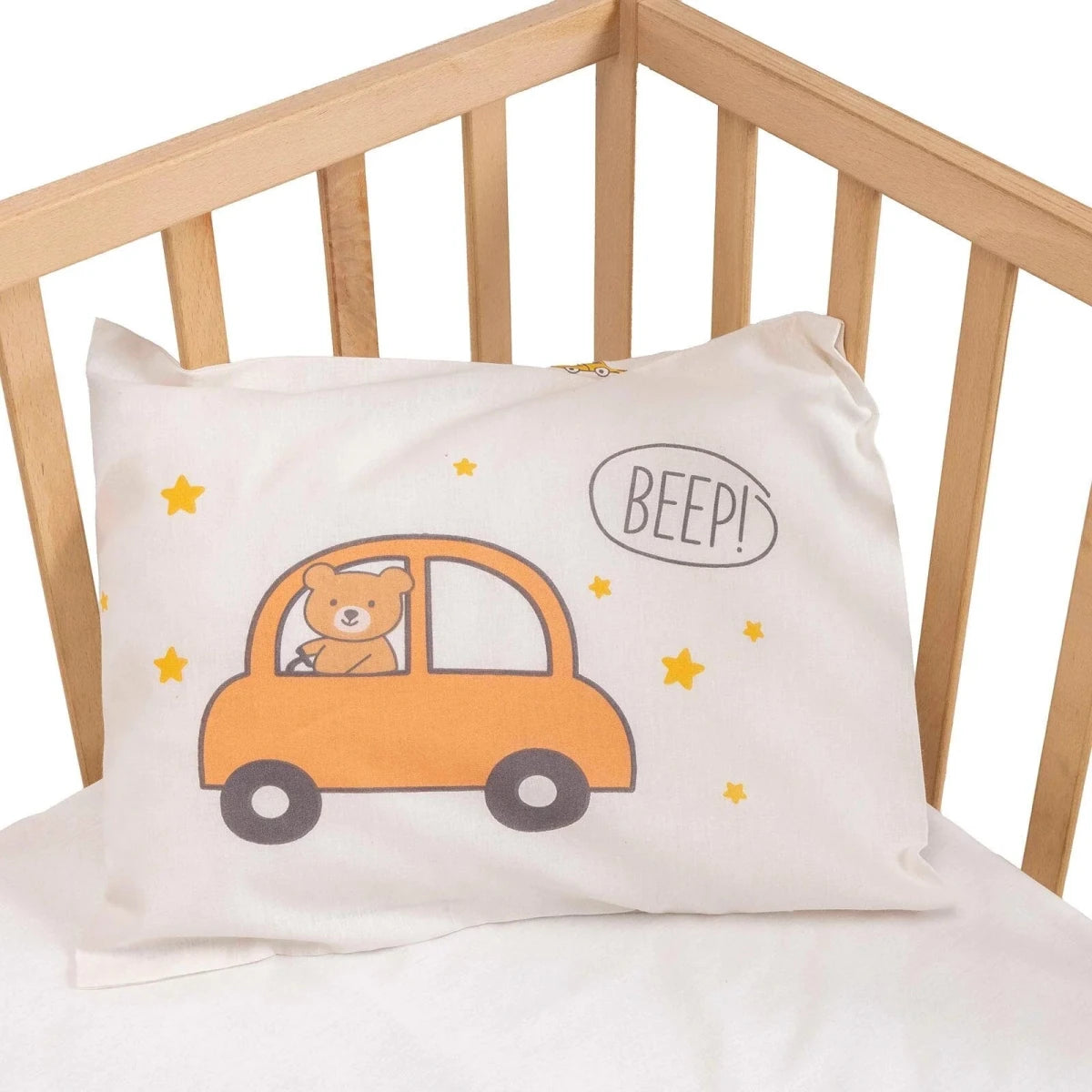 Little Dreams Vehicle Print Baby Pillowcase (35 x 45 cm) Ecru Printed - ebebek