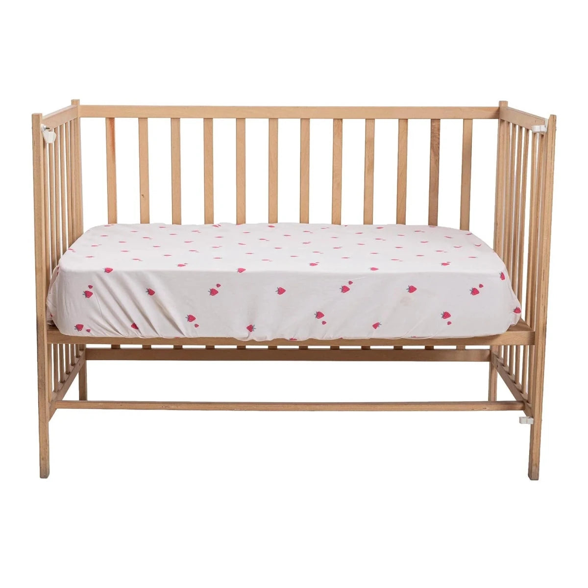 Little Dreams Strawberry Print Fitted Cot Bed Sheet (70 x 140 cm) Pink Printed - ebebek