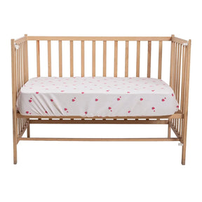 Little Dreams Strawberry Print Fitted Cot Bed Sheet (70 x 140 cm) Pink Printed - ebebek