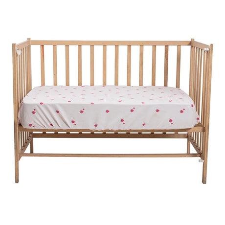 Little Dreams Strawberry Print Fitted Cot Bed Sheet (70 x 140 cm) Pink Printed - ebebek