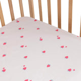Little Dreams Strawberry Print Fitted Cot Bed Sheet (70 x 140 cm) Pink Printed - ebebek
