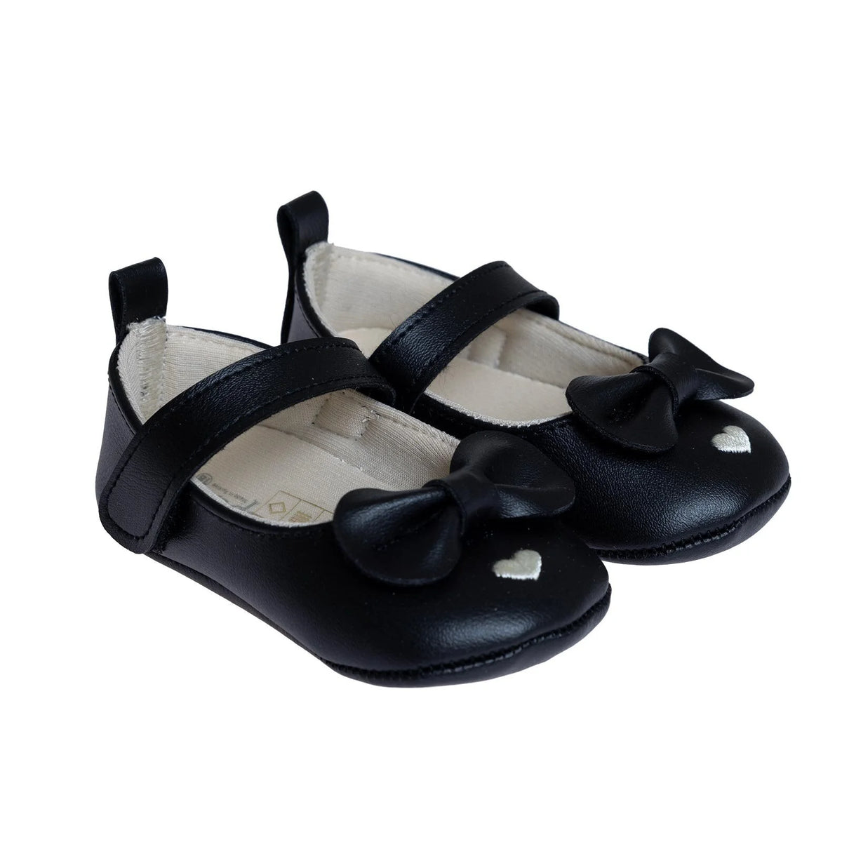 Papulin Touch-Fastening Faux Leather Baby Ballerina Shoes (UK 2 to 3.5)