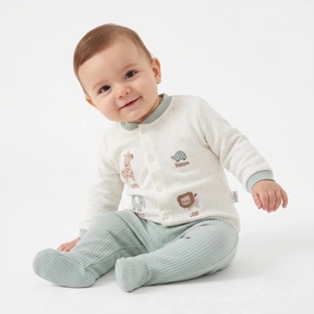 Bebetto Animal Print Baby Cardigan & Footed Leggings (Newborn to 6-9 Months) Multicolour - ebebek