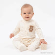 Bebetto Embroidered Animal Print Footed Baby Sleepsuit (Newborn to 6-9 Months) Ecru - ebebek