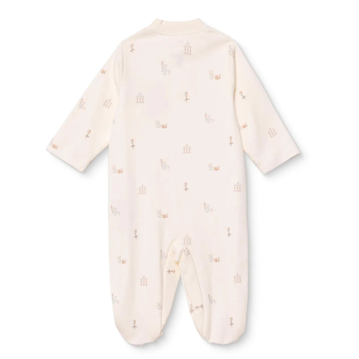 Bebetto Embroidered Animal Print Footed Baby Sleepsuit (Newborn to 6-9 Months) Ecru - ebebek