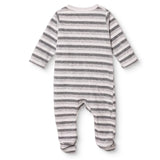 Bebetto Penguin Print Velour Footed Baby Sleepsuit (Newborn to 6-9 Months) Grey - ebebek