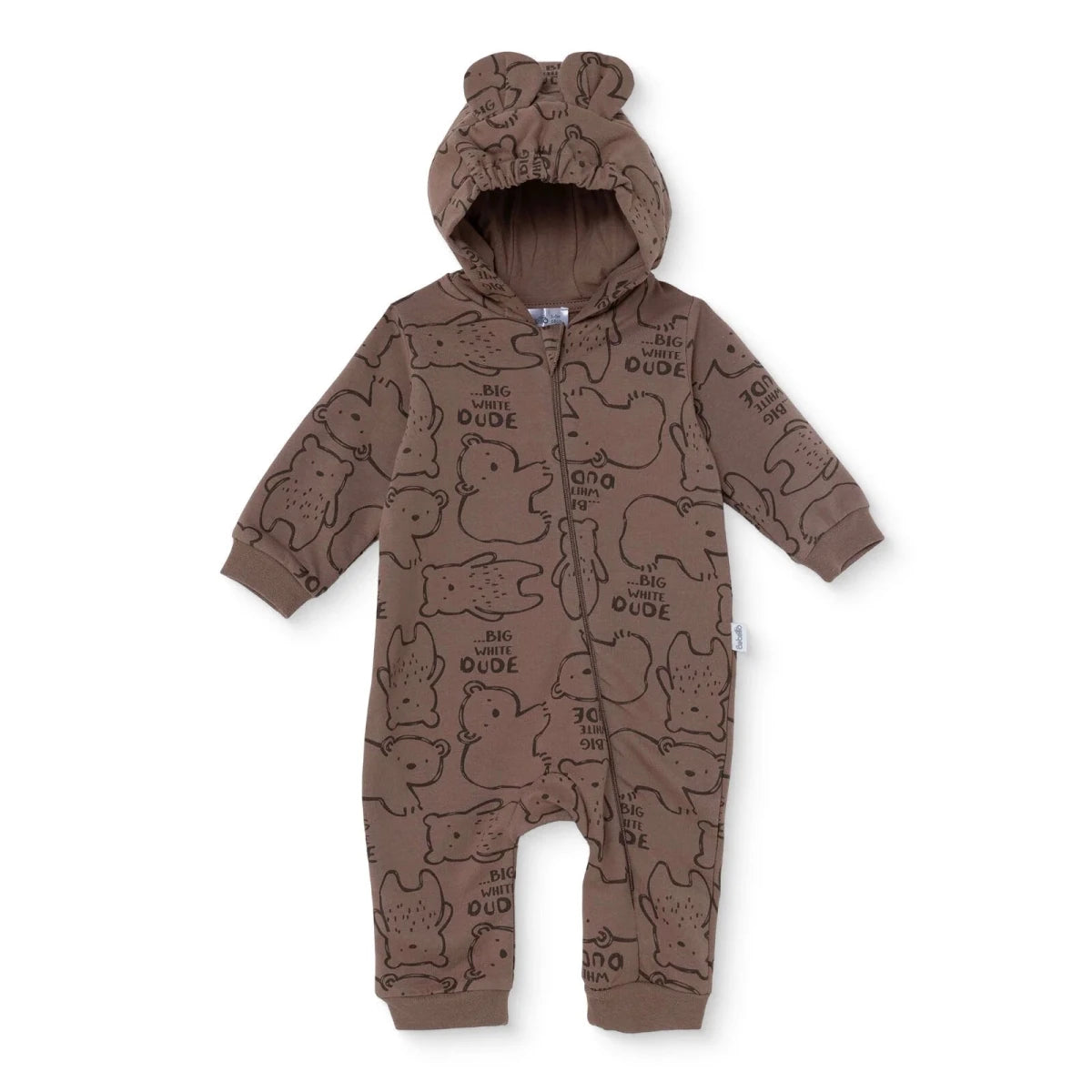 Bebetto Animal Print Hooded Footless Baby Sleepsuit (1-3 Months to 12 Months) Brown - ebebek