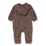Bebetto Animal Print Hooded Footless Baby Sleepsuit (1-3 Months to 12 Months) Brown - ebebek