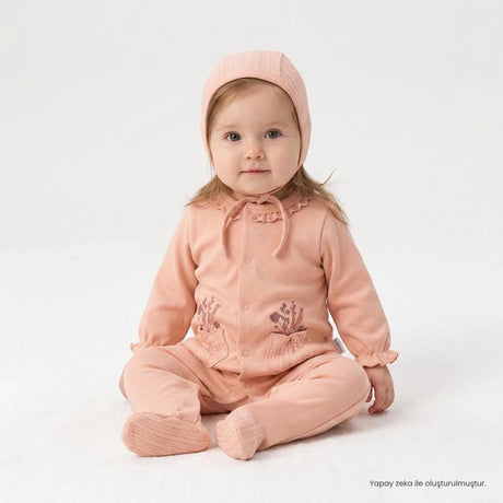Bebetto 2 Piece Lace Collar Special Occasion Baby Outfit (Newborn to 6-9 Months) Salmon - ebebek