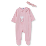 Bebetto Heart Print Long Sleeve Baby Sleepsuit with Feet (Newborn to 6-9 Months) Pink - ebebek