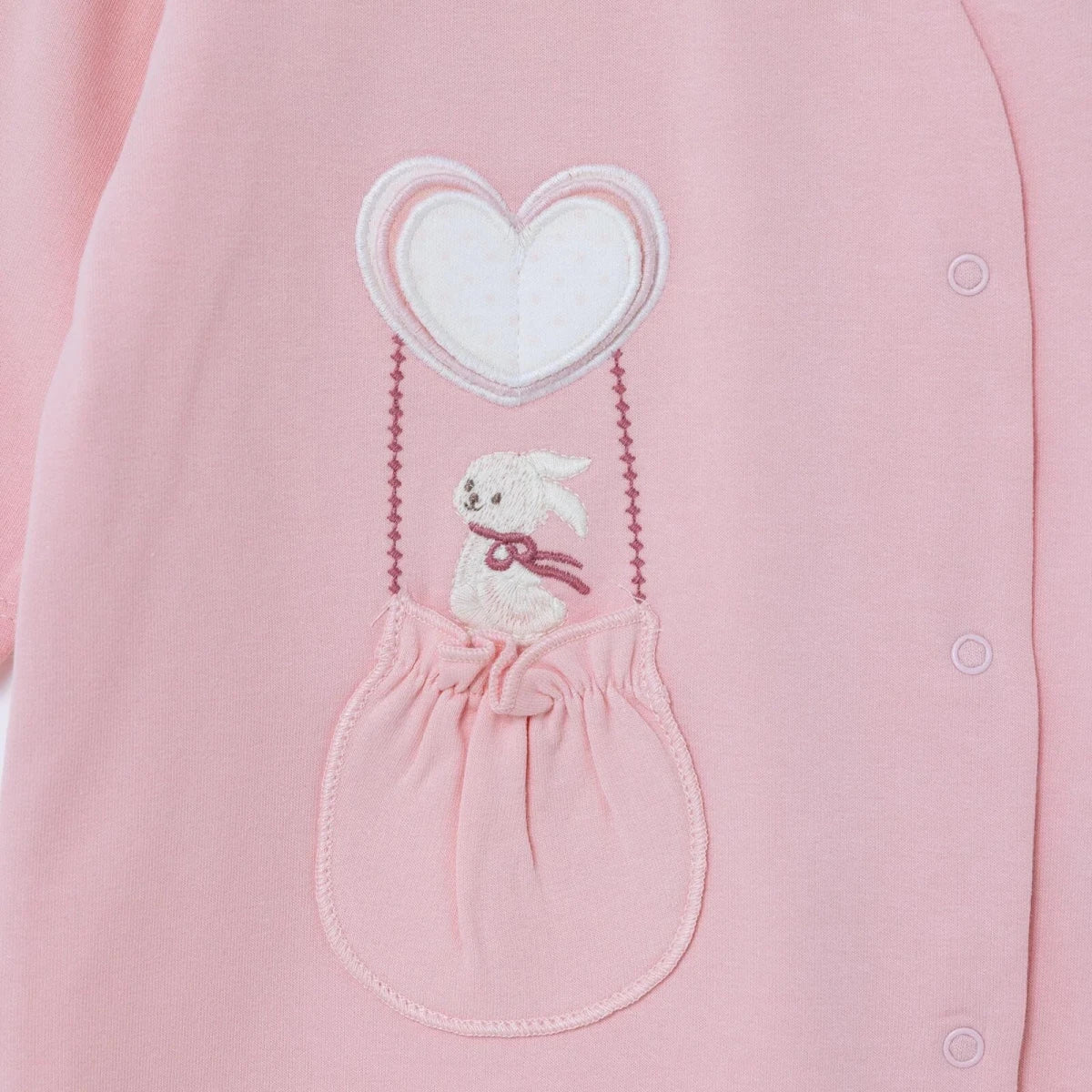 Bebetto Heart Print Long Sleeve Baby Sleepsuit with Feet (Newborn to 6-9 Months) Pink - ebebek