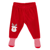 HelloBaby 2 Pack Reindeer Print Velour Footed Baby Bottoms (3-6 Months to 2-3 Years)