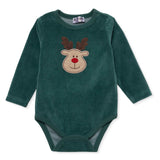 HelloBaby Reindeer Long Sleeve Velour Baby Bodysuit (1-3 Months to 2-3 Years)