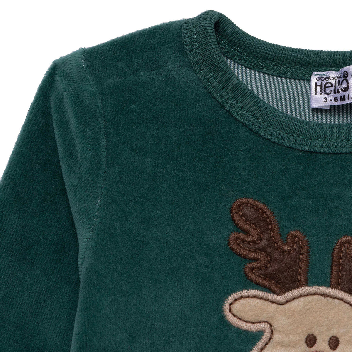 HelloBaby Reindeer Long Sleeve Velour Baby Bodysuit (1-3 Months to 2-3 Years)