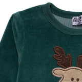 HelloBaby Reindeer Long Sleeve Velour Baby Bodysuit (1-3 Months to 2-3 Years)