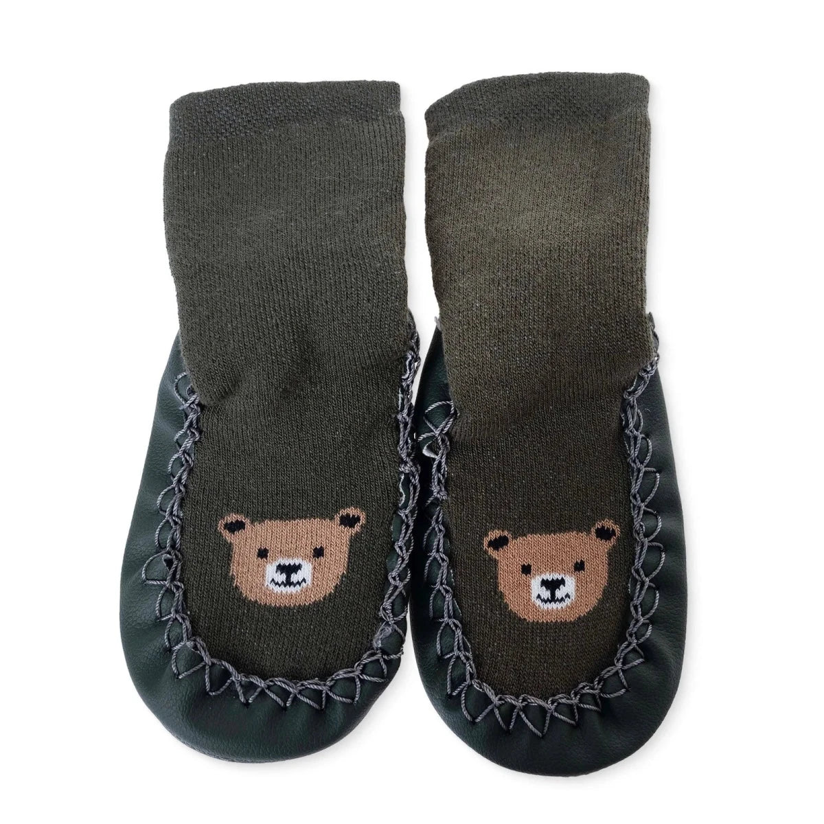 HelloBaby Bear Print Slipper Baby Socks (UK 2 to 7) - Green Printed Green Printed - ebebek