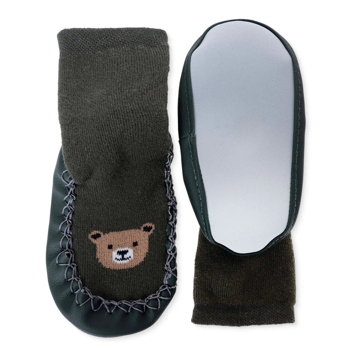 HelloBaby Bear Print Slipper Baby Socks (UK 2 to 7) - Green Printed Green Printed - ebebek