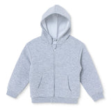 HelloBaby Brushed Back Zip-Through Baby Hoodie with Pockets (6-9 Months to 2-3 Years) Grey Melange - ebebek