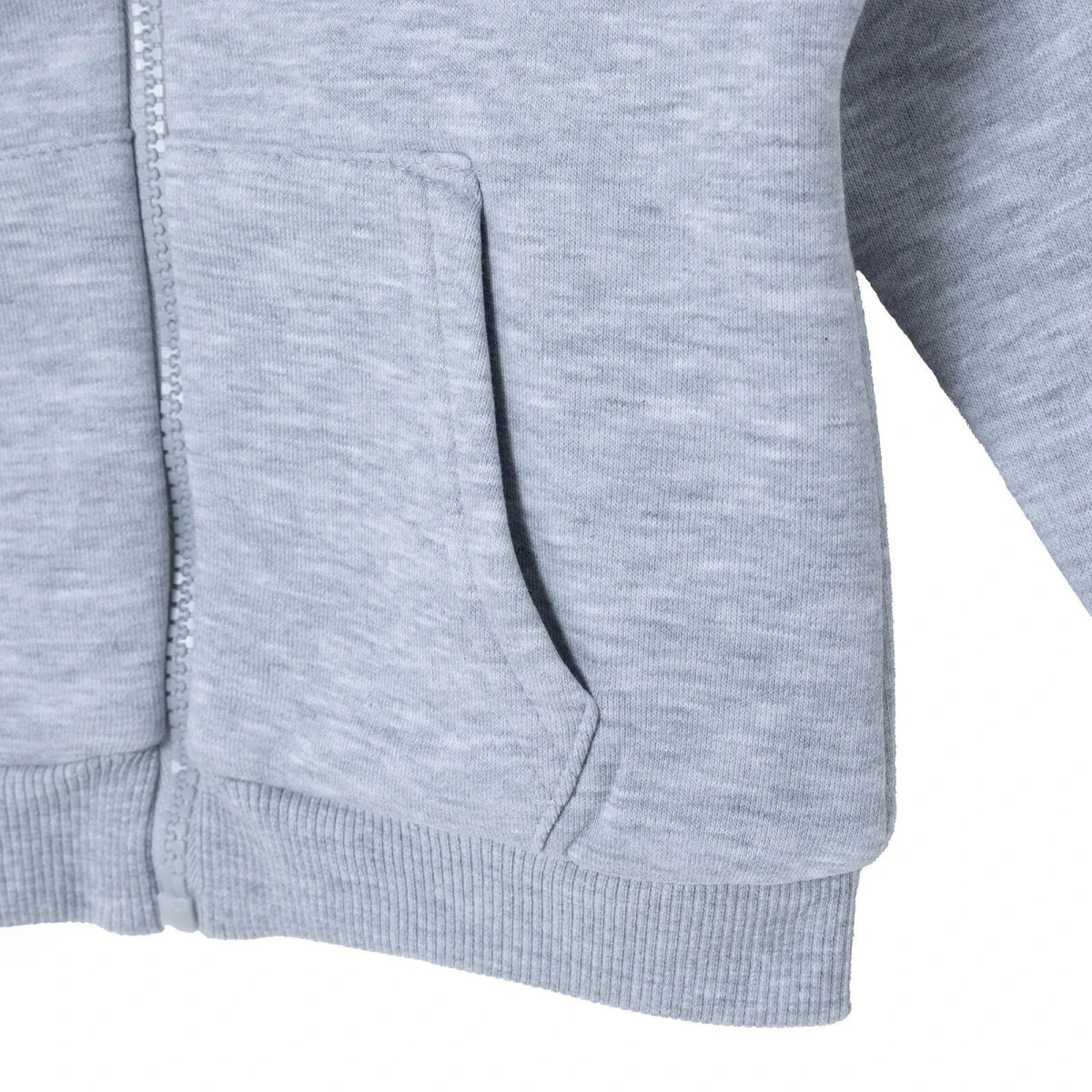 HelloBaby Brushed Back Zip-Through Baby Hoodie with Pockets (6-9 Months to 2-3 Years) Grey Melange - ebebek