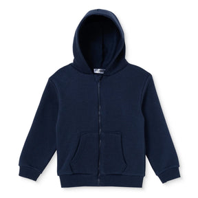HelloBaby Brushed Back Zip-Through Baby Hoodie with Pockets (6-9 Months to 2-3 Years) Navy Blue - ebebek
