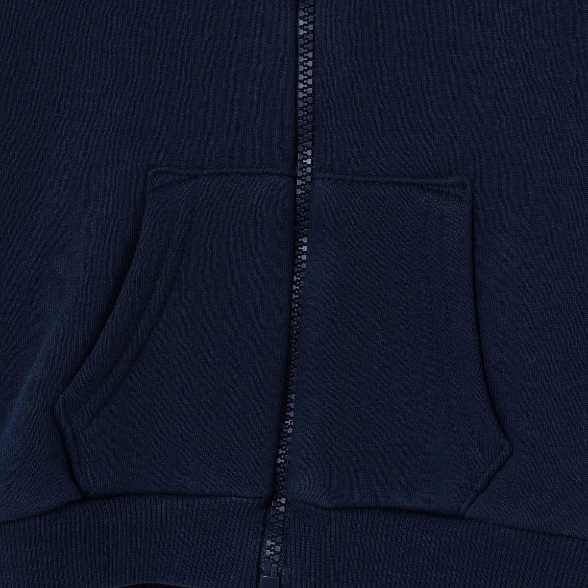 HelloBaby Brushed Back Zip-Through Baby Hoodie with Pockets (6-9 Months to 2-3 Years) Navy Blue - ebebek