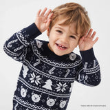 HelloBaby Christmas Motif Buttoned Knitted Baby Jumper (9-12 Months to 3-4 Years) - Navy Blue Navy Blue - ebebek