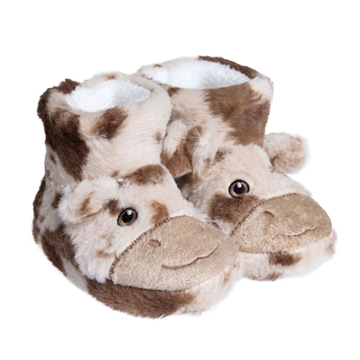 HelloBaby Cow Embroidered Soft Fleece Baby Slippers (UK 5 to 8.5) Ecru - ebebek