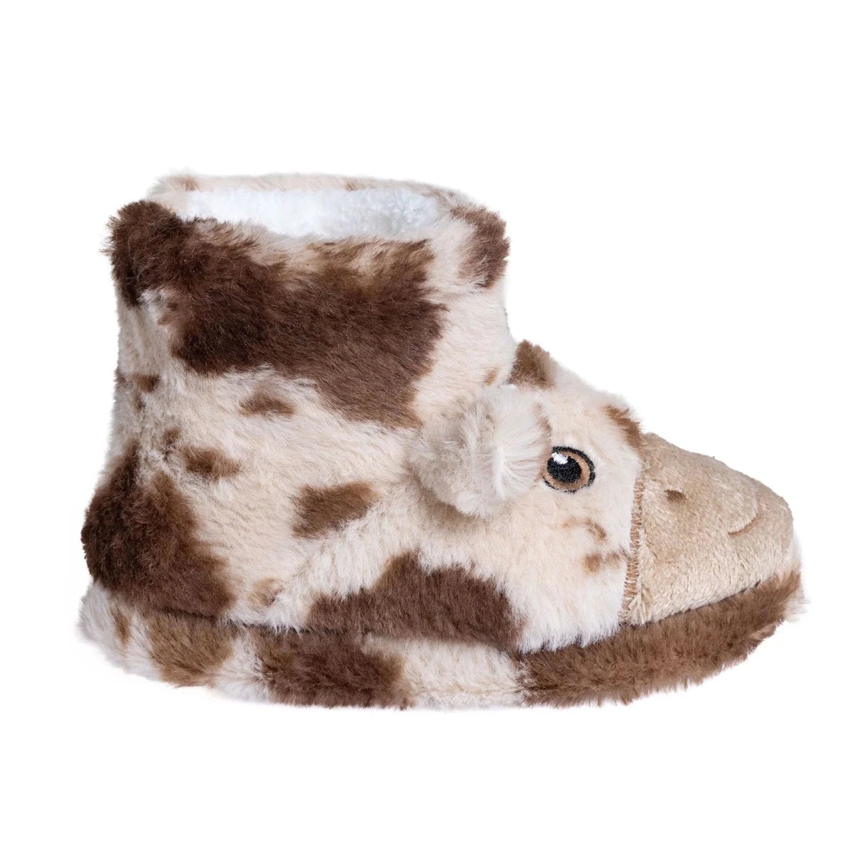 HelloBaby Cow Embroidered Soft Fleece Baby Slippers (UK 5 to 8.5) Ecru - ebebek