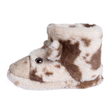 HelloBaby Cow Embroidered Soft Fleece Baby Slippers (UK 5 to 8.5) Ecru - ebebek