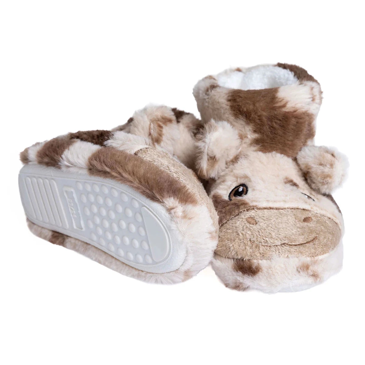 HelloBaby Cow Embroidered Soft Fleece Baby Slippers (UK 5 to 8.5) Ecru - ebebek